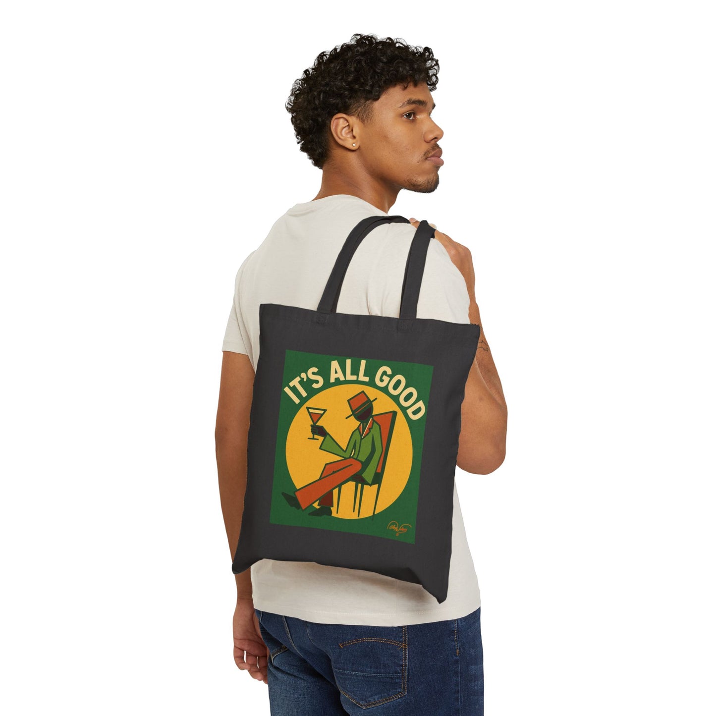 It's All Good Tote Bag — Retro Lounge Cotton Canvas Grocery & Everyday Tote