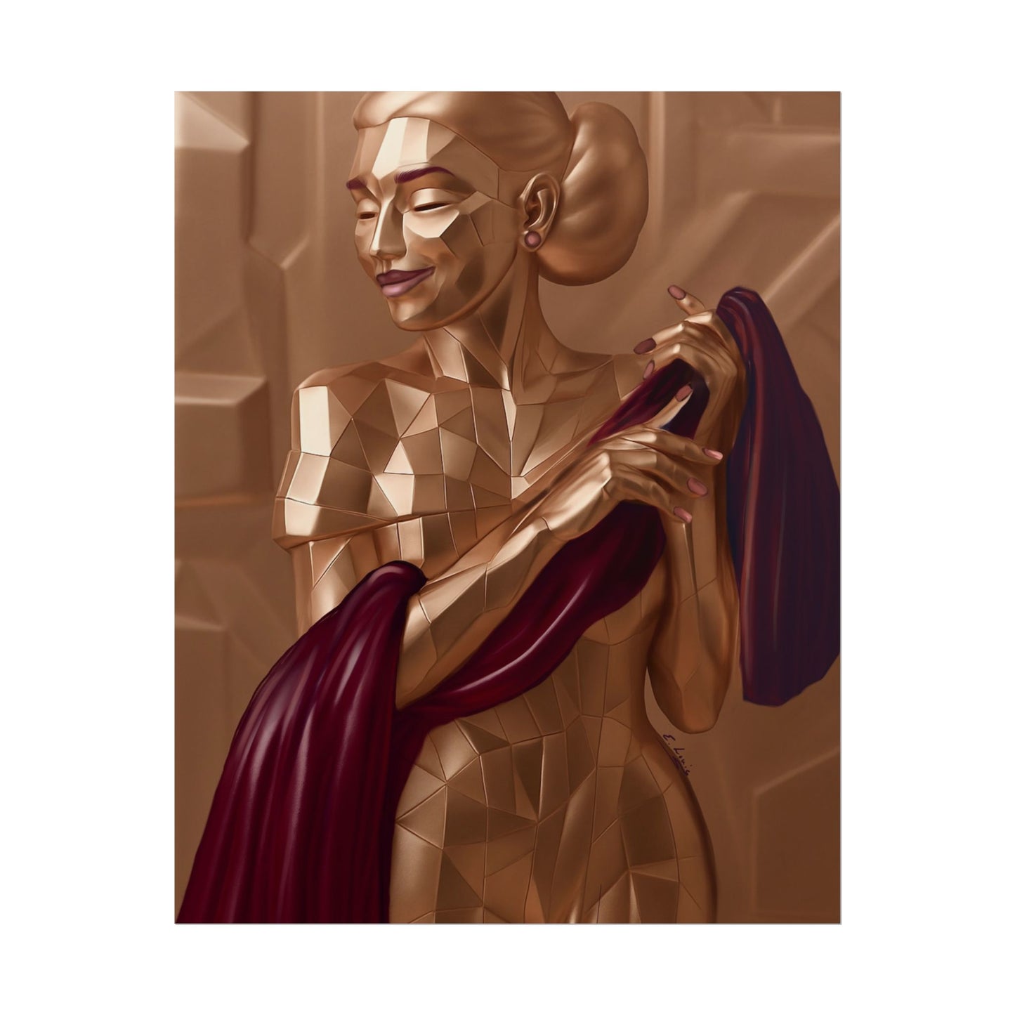 Rolled Poster — Golden Geometric Muse Art Print