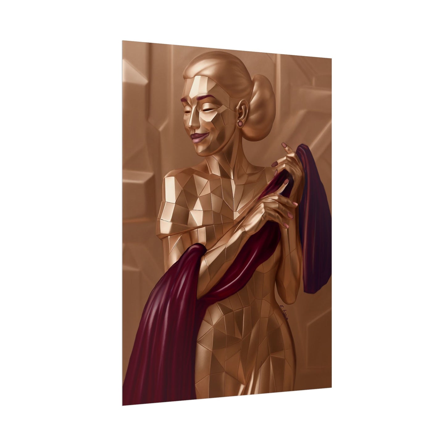 Rolled Poster — Golden Geometric Muse Art Print