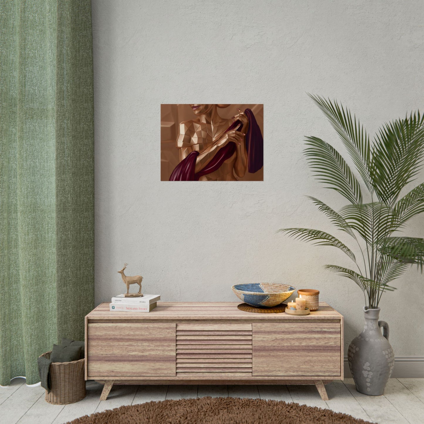 Rolled Poster — Golden Geometric Muse Art Print