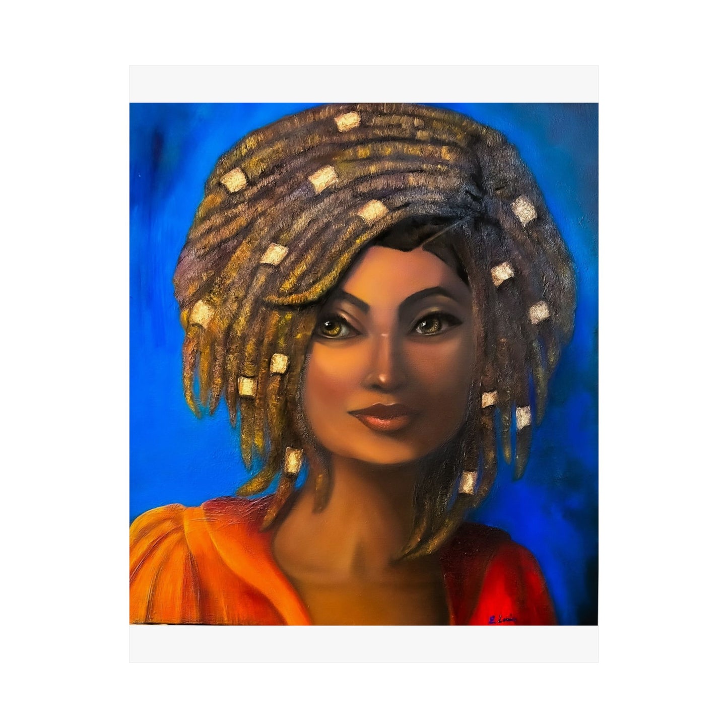 Matte Vertical Poster — Vibrant Portrait of Woman with Dreadlocks (Afrocentric Art)