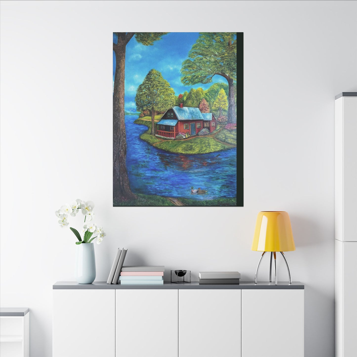 A Lazy Day by the River in November-Canvas Art – Matte Stretched Wall Decor