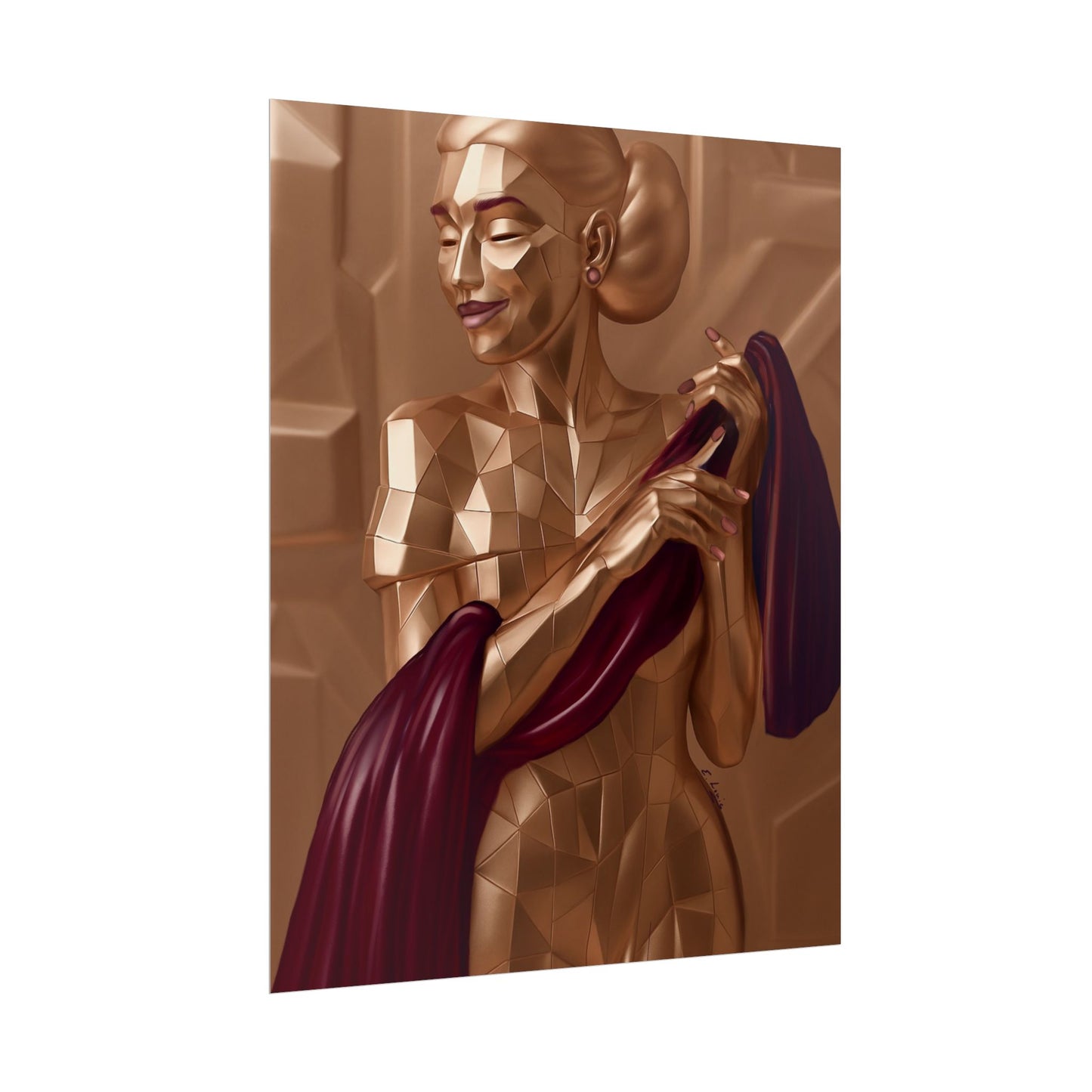 Rolled Poster — Golden Geometric Muse Art Print
