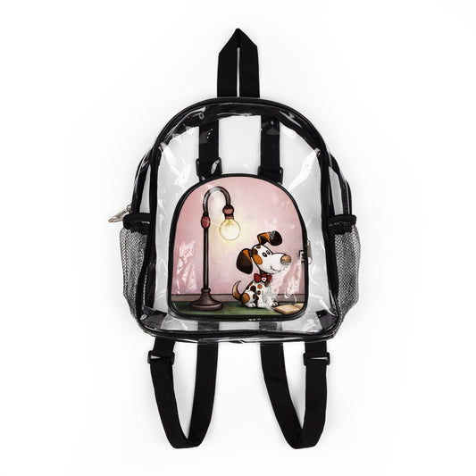 Clear Stadium Backpack with Cute Dog Lamp Print — Transparent School & Event Bag