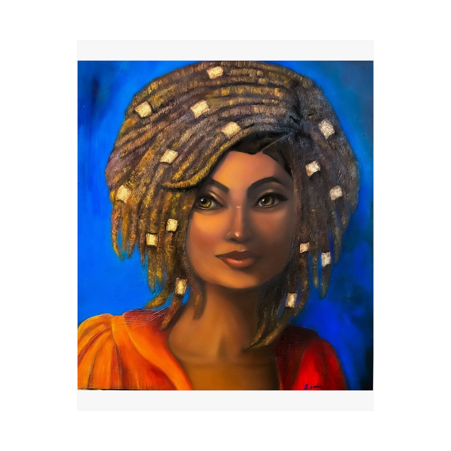 Matte Vertical Poster — Vibrant Portrait of Woman with Dreadlocks (Afrocentric Art)