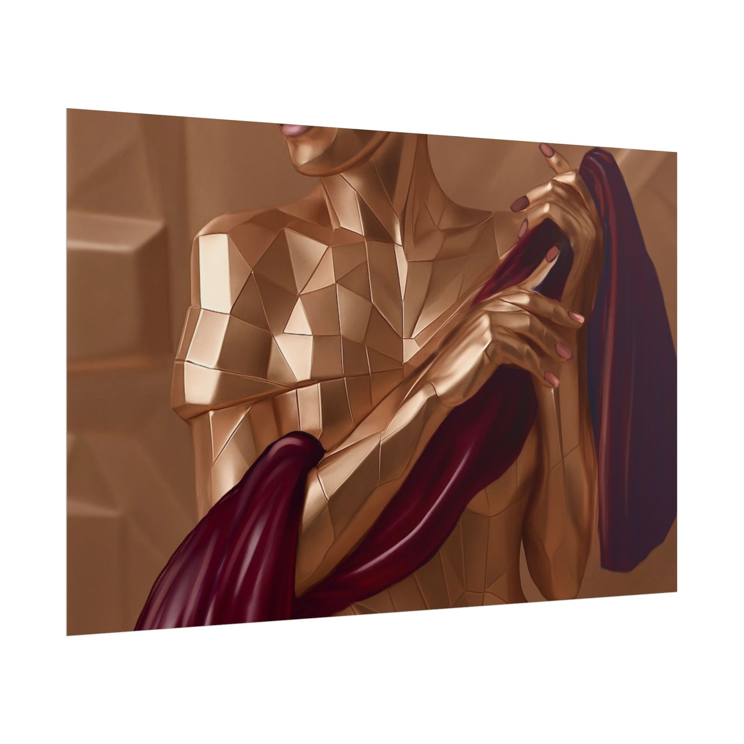 Rolled Poster — Golden Geometric Muse Art Print