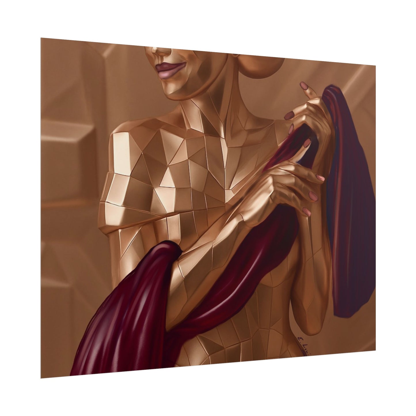 Rolled Poster — Golden Geometric Muse Art Print