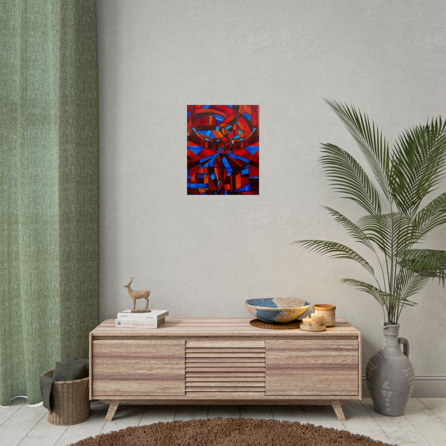 Abstract Ballerina Poster — Bold Red & Blue Geometric Wall Art (Rolled Poster)
