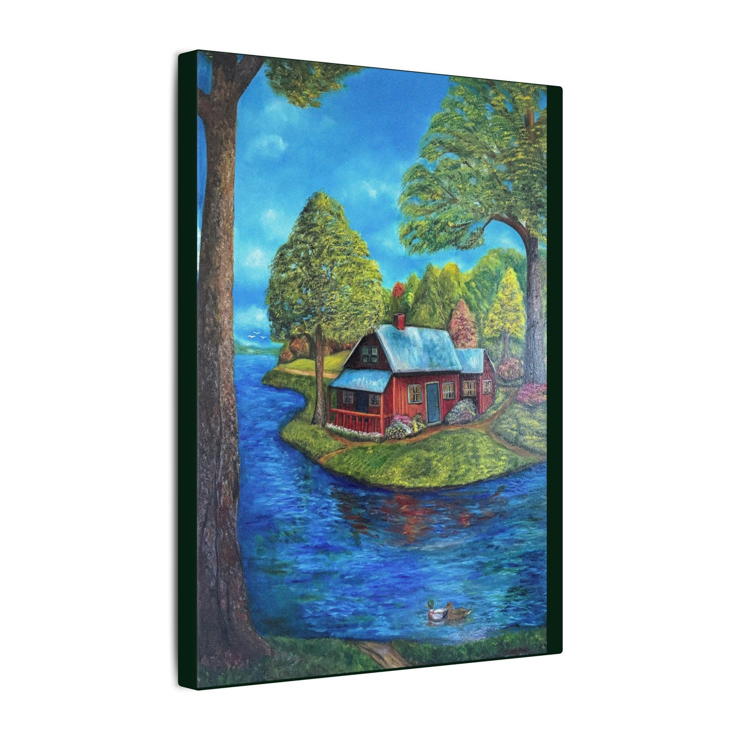 A Lazy Day by the River in November-Canvas Art – Matte Stretched Wall Decor