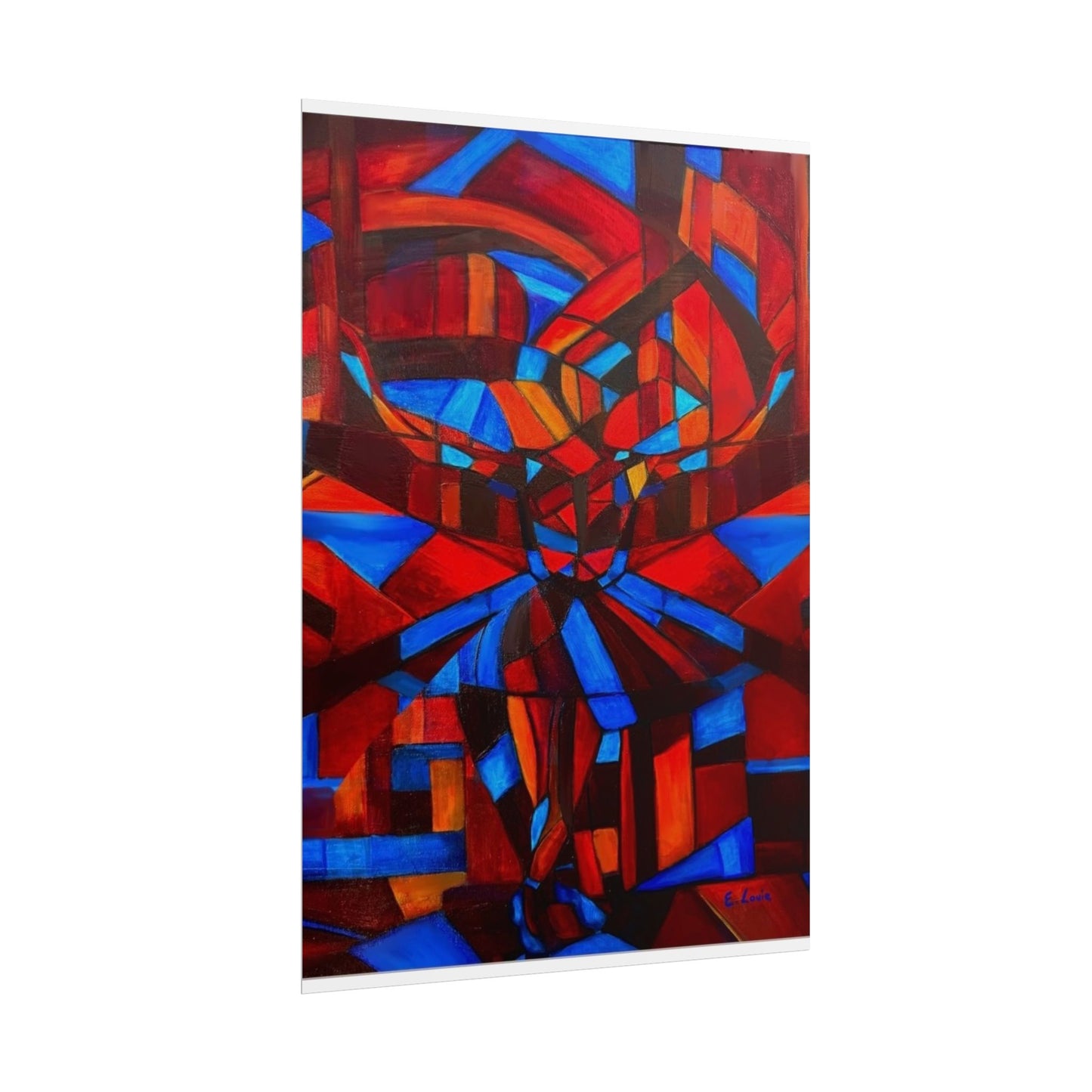 Abstract Ballerina Poster — Bold Red & Blue Geometric Wall Art (Rolled Poster)