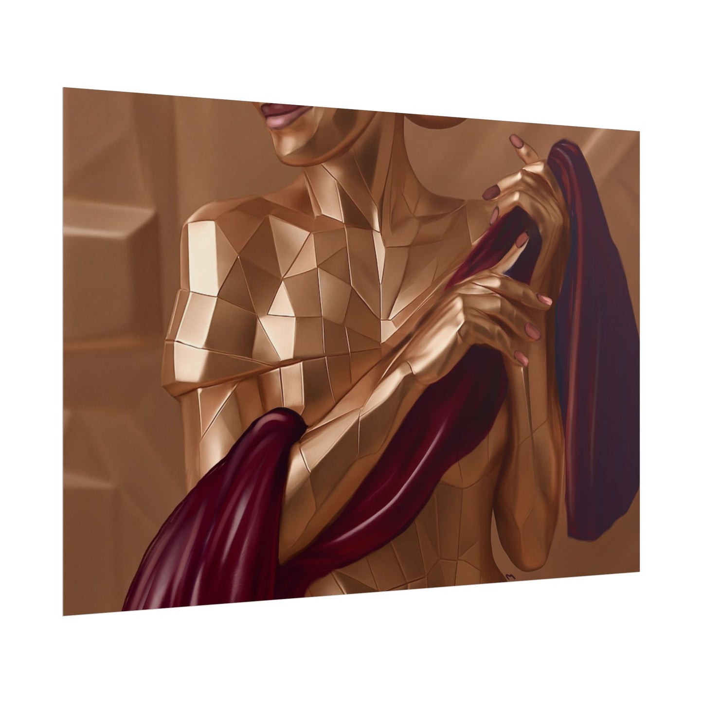 Rolled Poster — Golden Geometric Muse Art Print