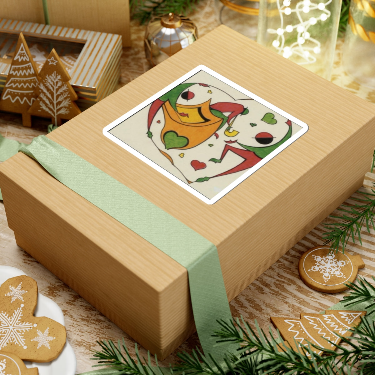 Heart Jester Kiss-Cut Sticker — Colorful Playful Heart & Joker Design