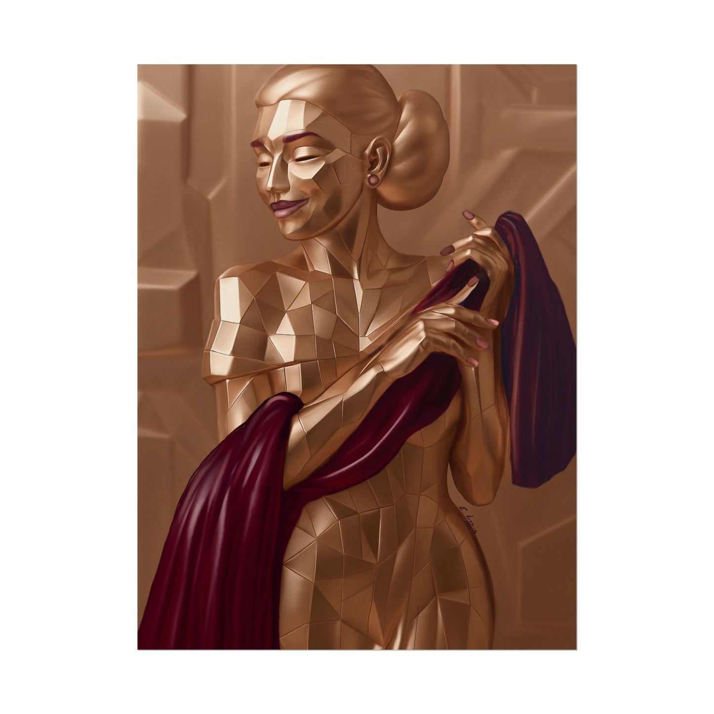 Rolled Poster — Golden Geometric Muse Art Print