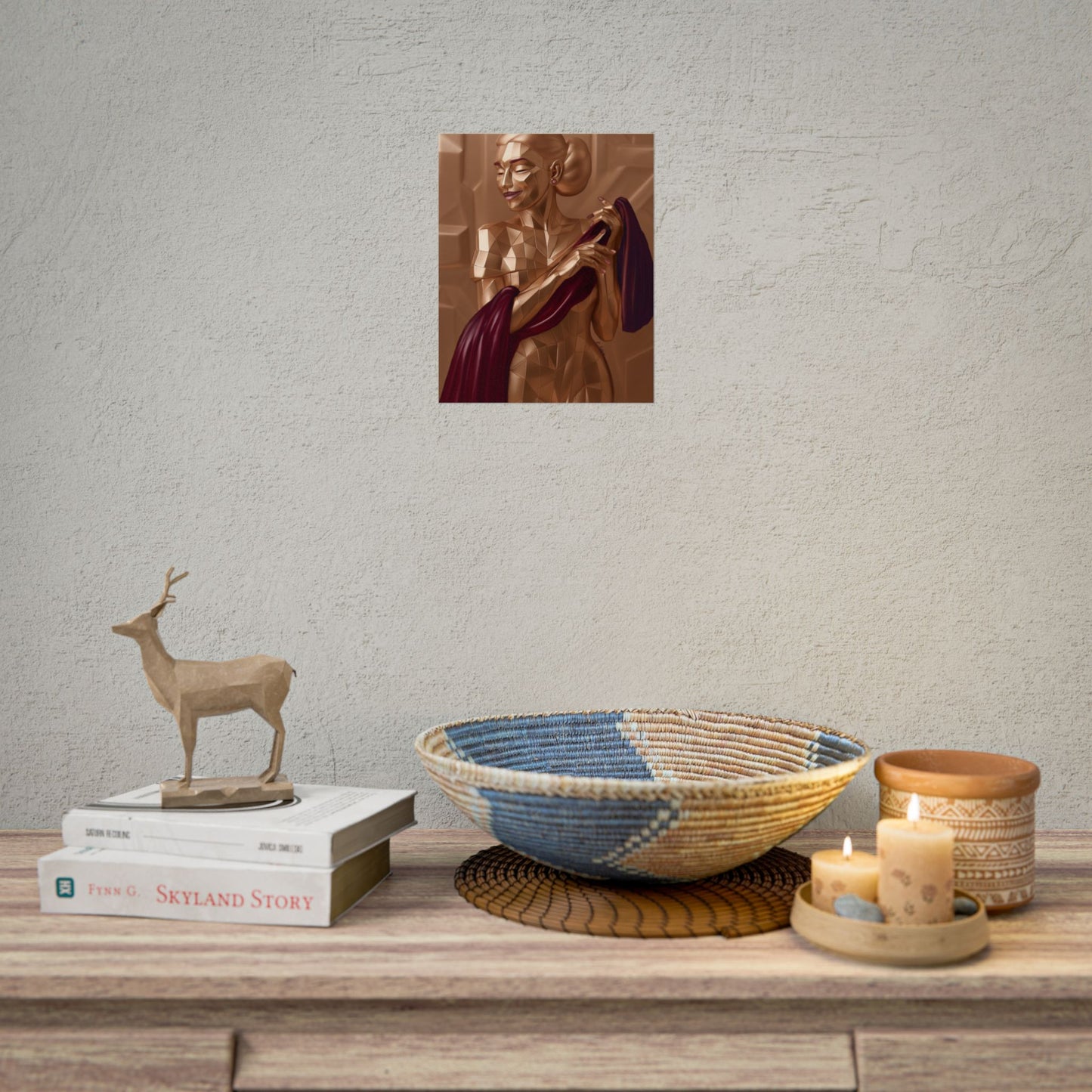 Rolled Poster — Golden Geometric Muse Art Print