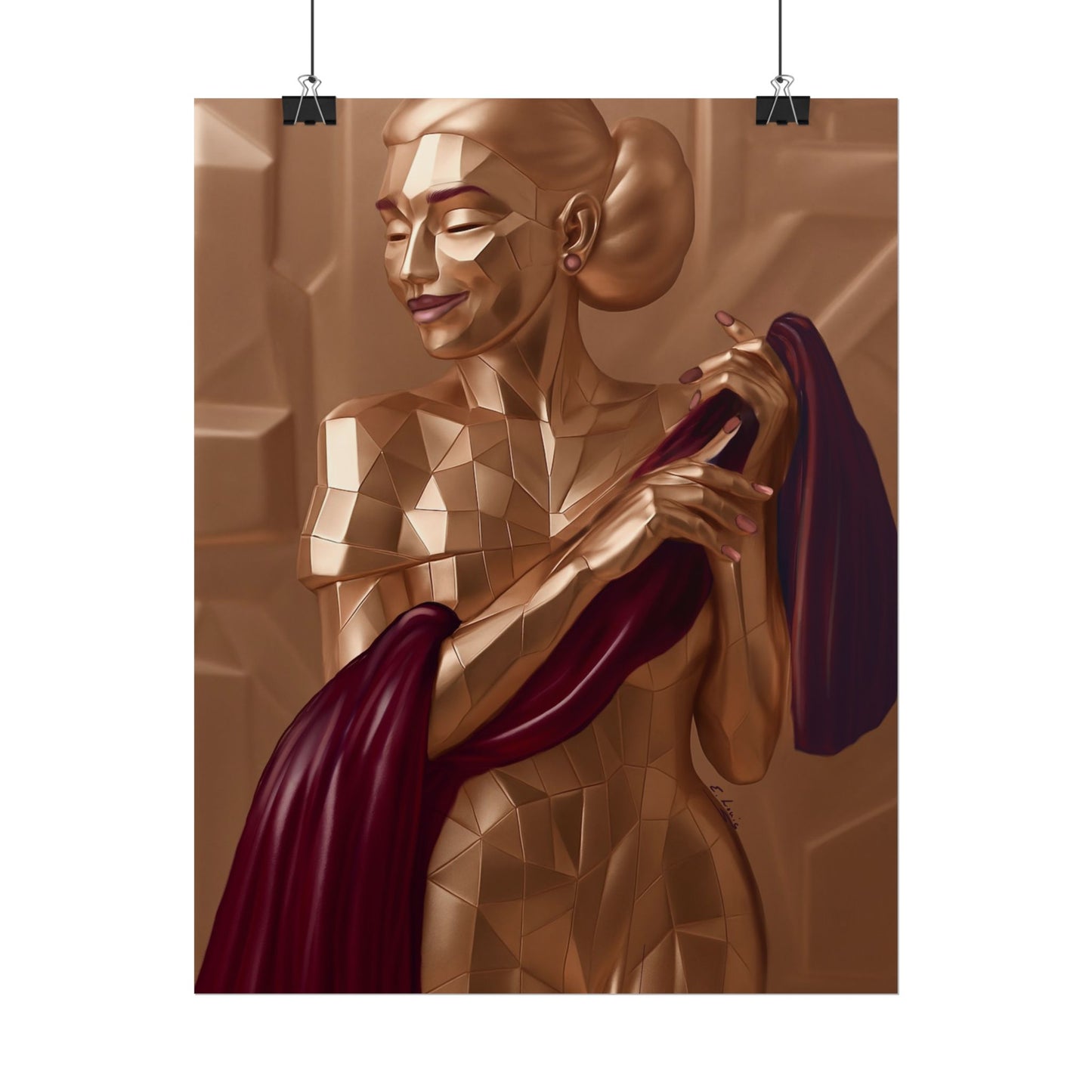 Rolled Poster — Golden Geometric Muse Art Print