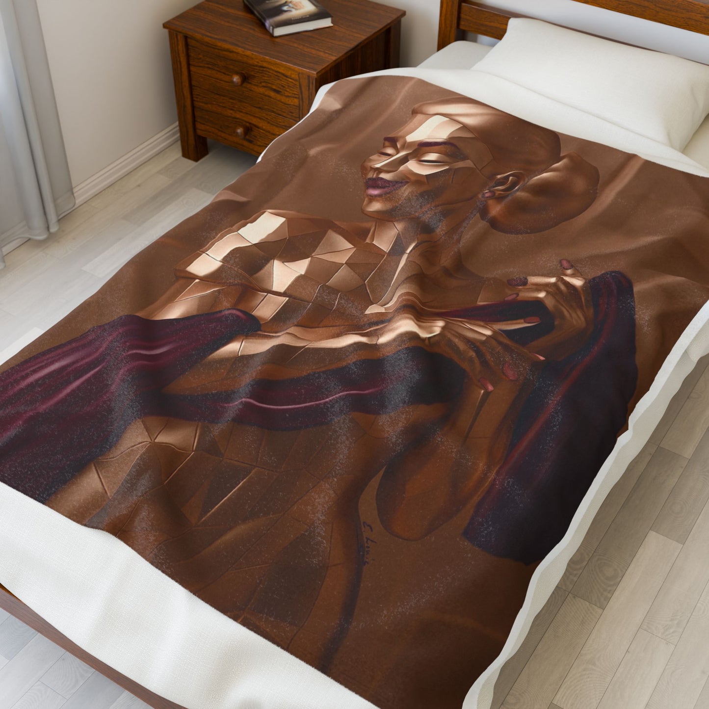 Bronze Print Velveteen Plush Blanket