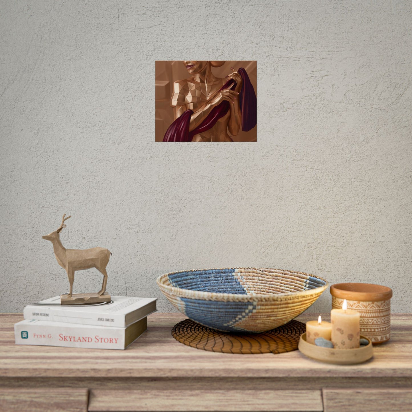 Rolled Poster — Golden Geometric Muse Art Print