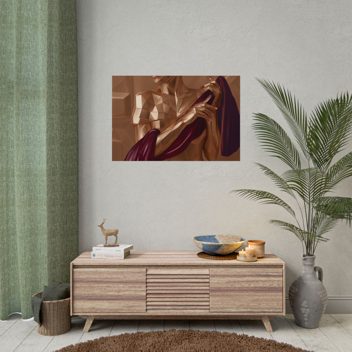 Rolled Poster — Golden Geometric Muse Art Print