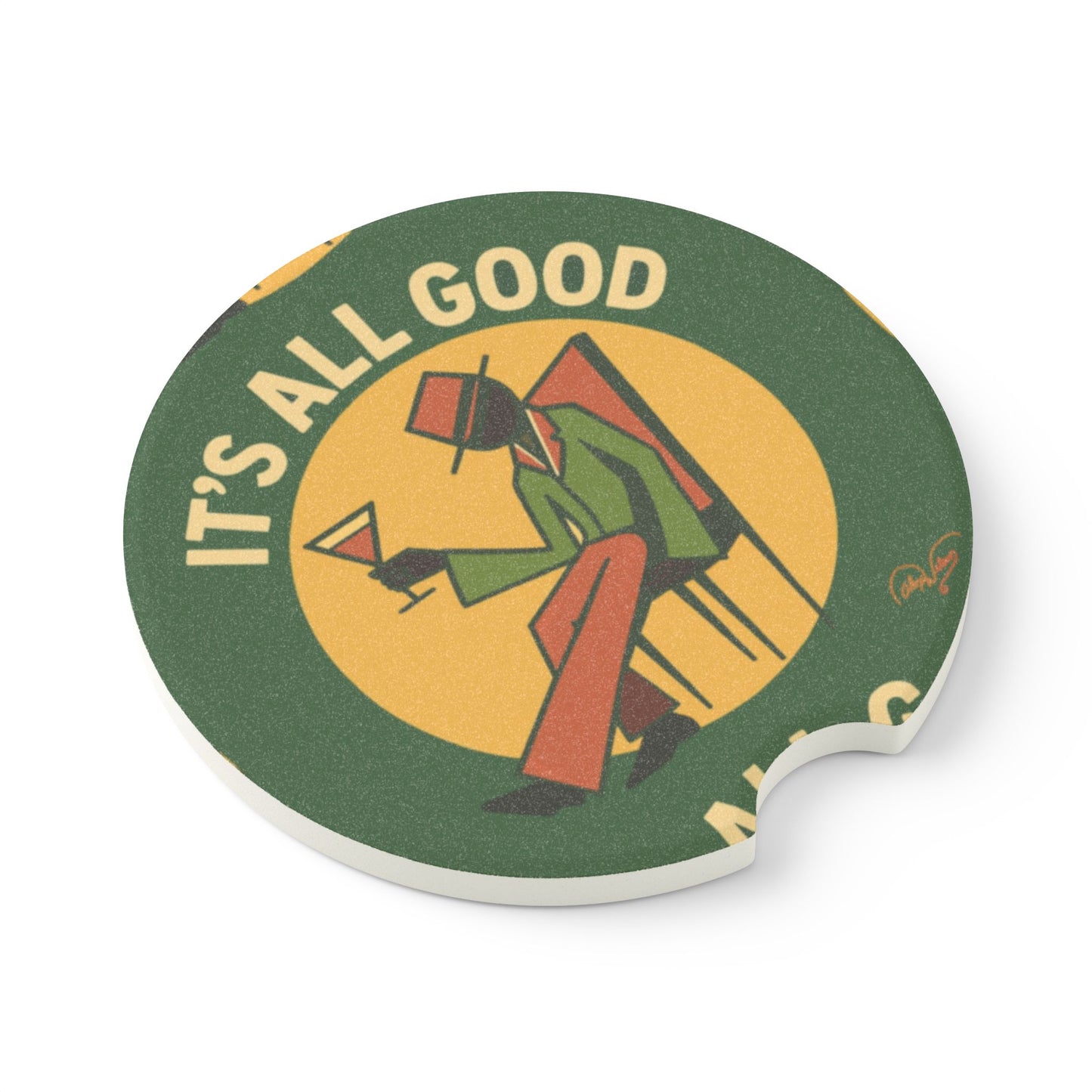Retro "It’s All Good" Soapstone Car Coaster