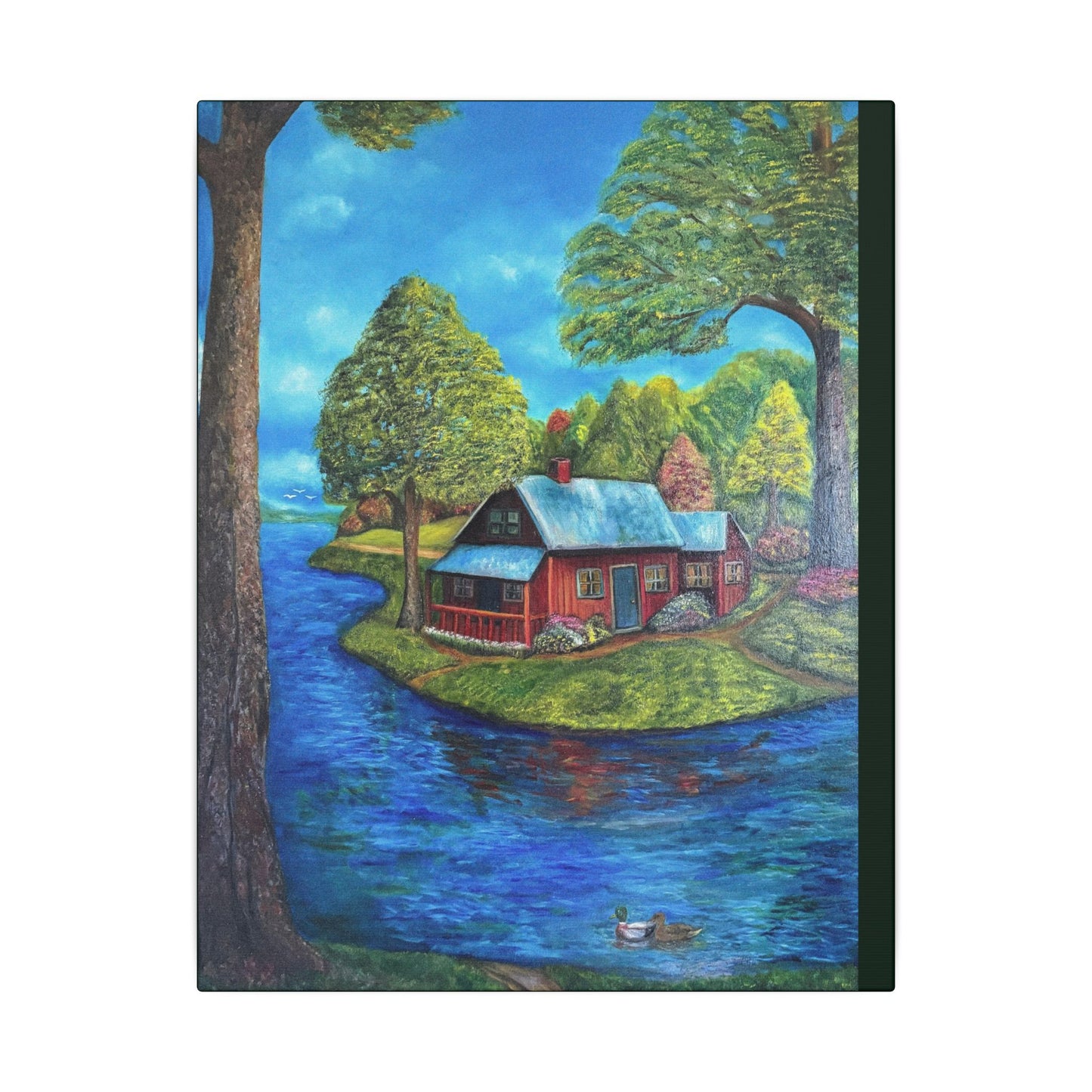 A Lazy Day by the River in November-Canvas Art – Matte Stretched Wall Decor