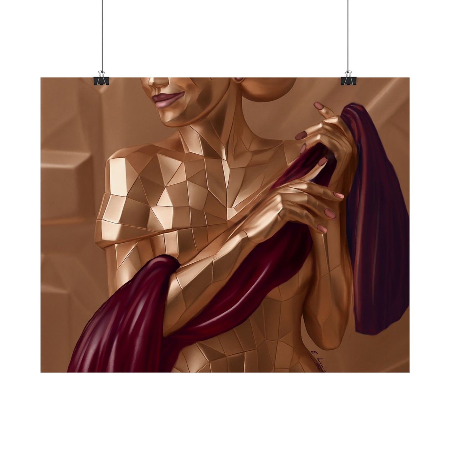 Rolled Poster — Golden Geometric Muse Art Print