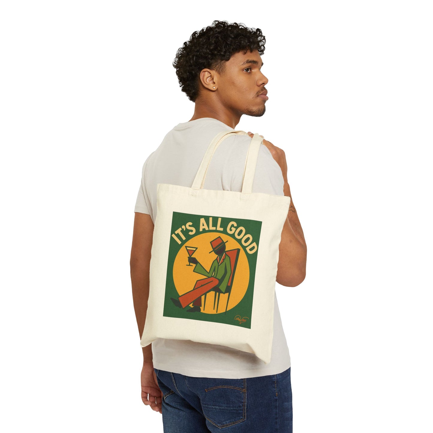It's All Good Tote Bag — Retro Lounge Cotton Canvas Grocery & Everyday Tote