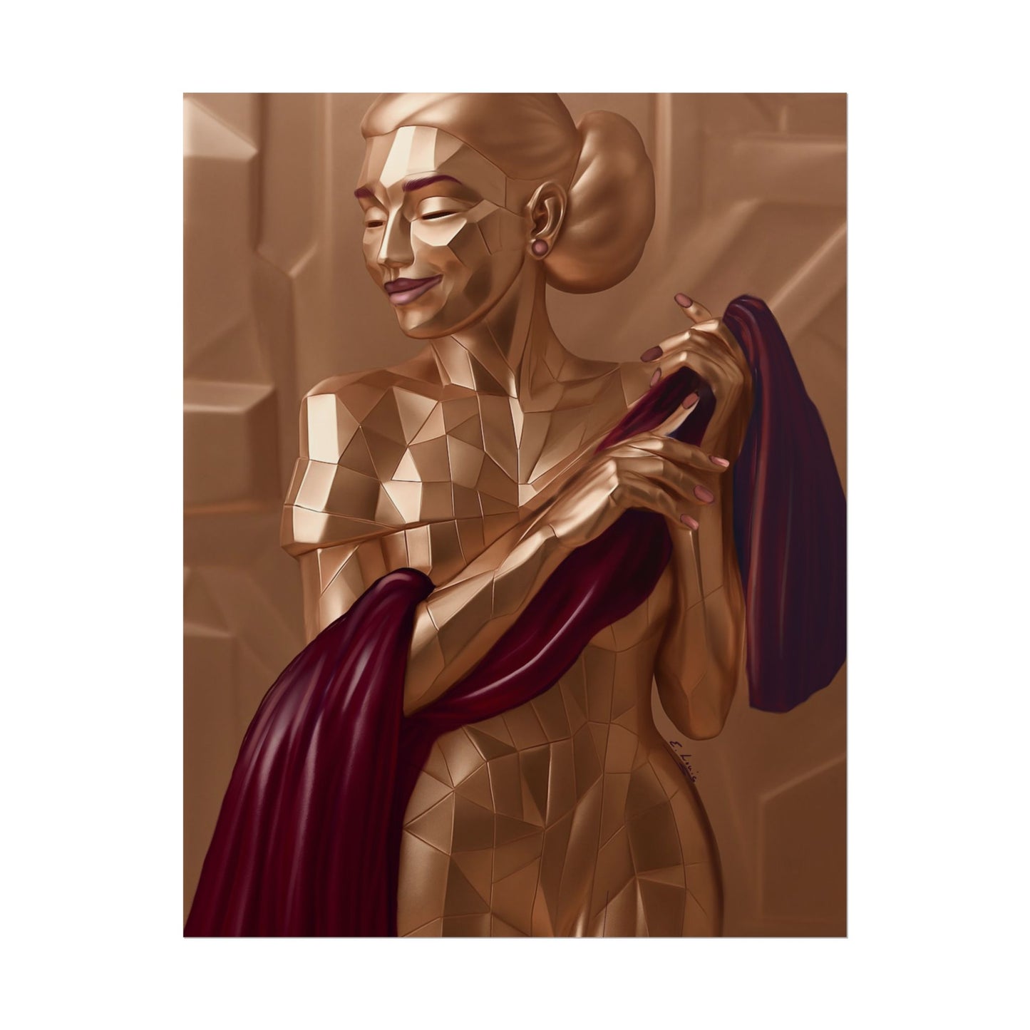 Rolled Poster — Golden Geometric Muse Art Print