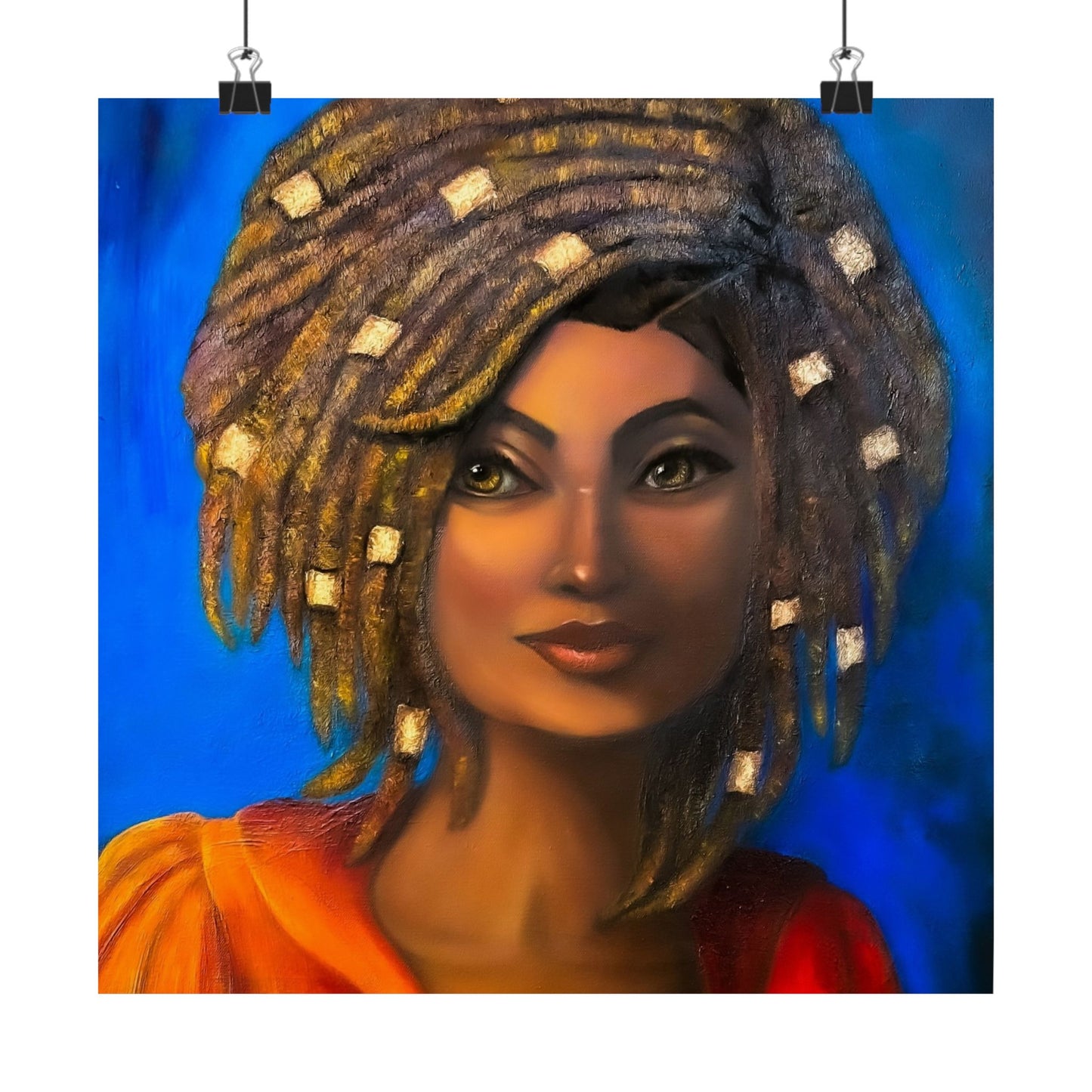 Matte Vertical Poster — Vibrant Portrait of Woman with Dreadlocks (Afrocentric Art)