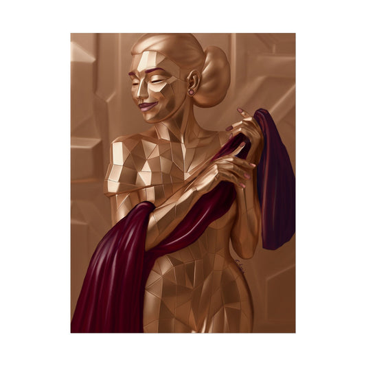 Rolled Poster — Golden Geometric Muse Art Print