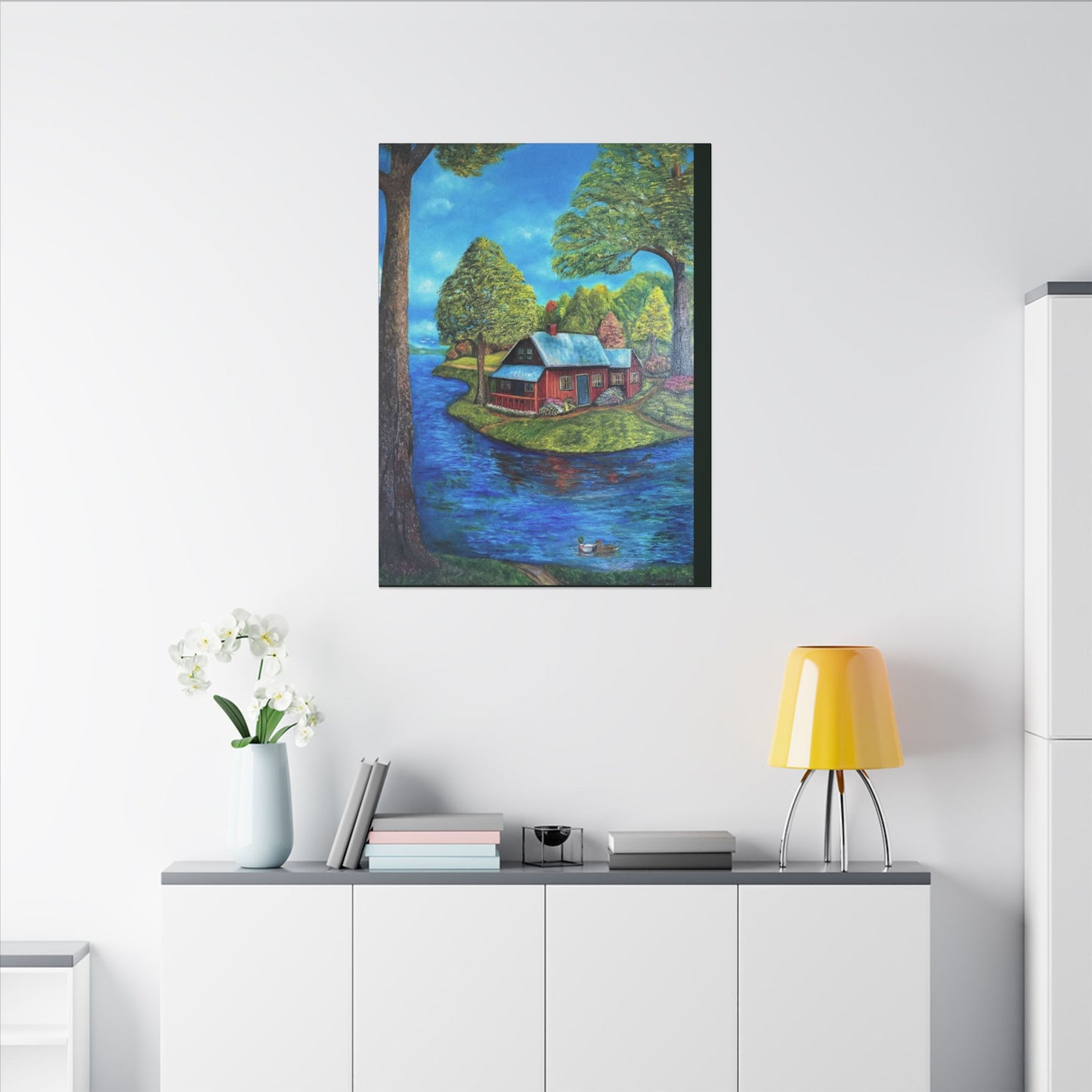 A Lazy Day by the River in November-Canvas Art – Matte Stretched Wall Decor