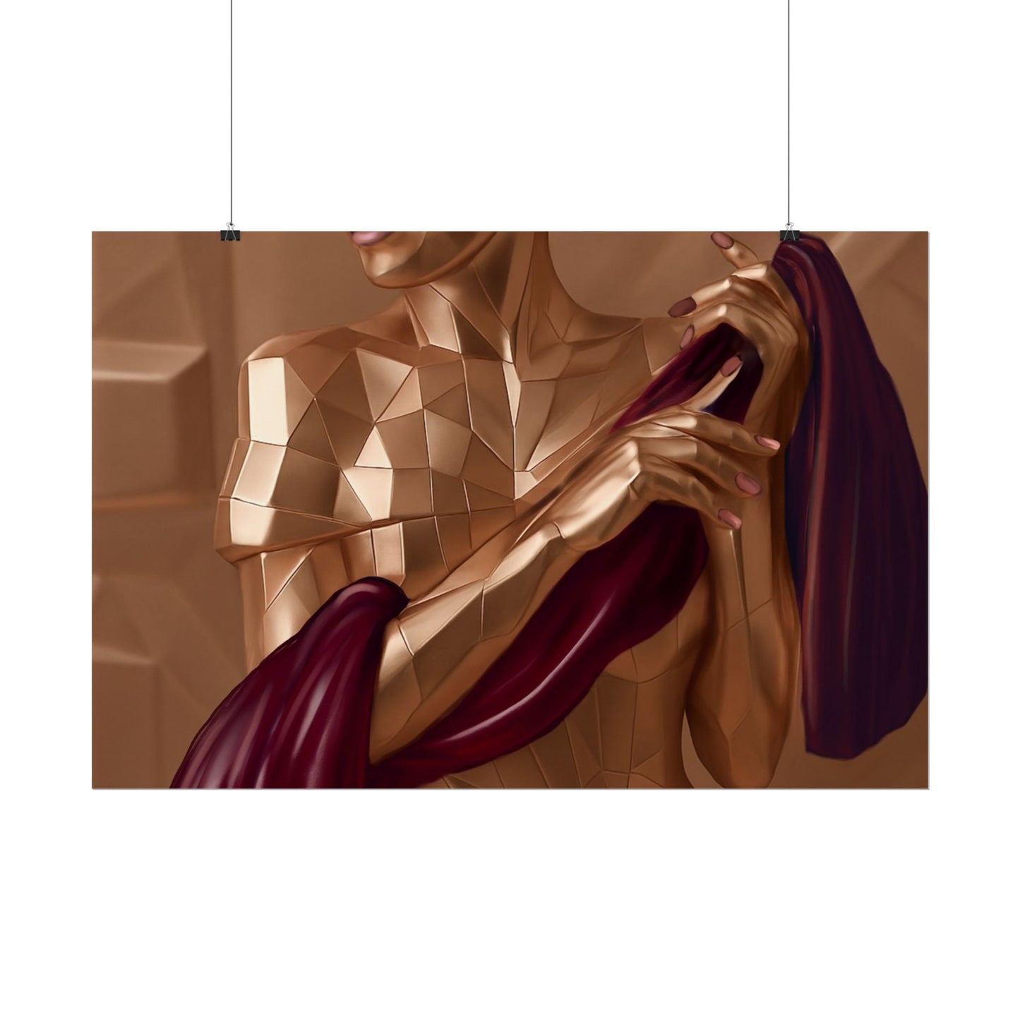 Rolled Poster — Golden Geometric Muse Art Print