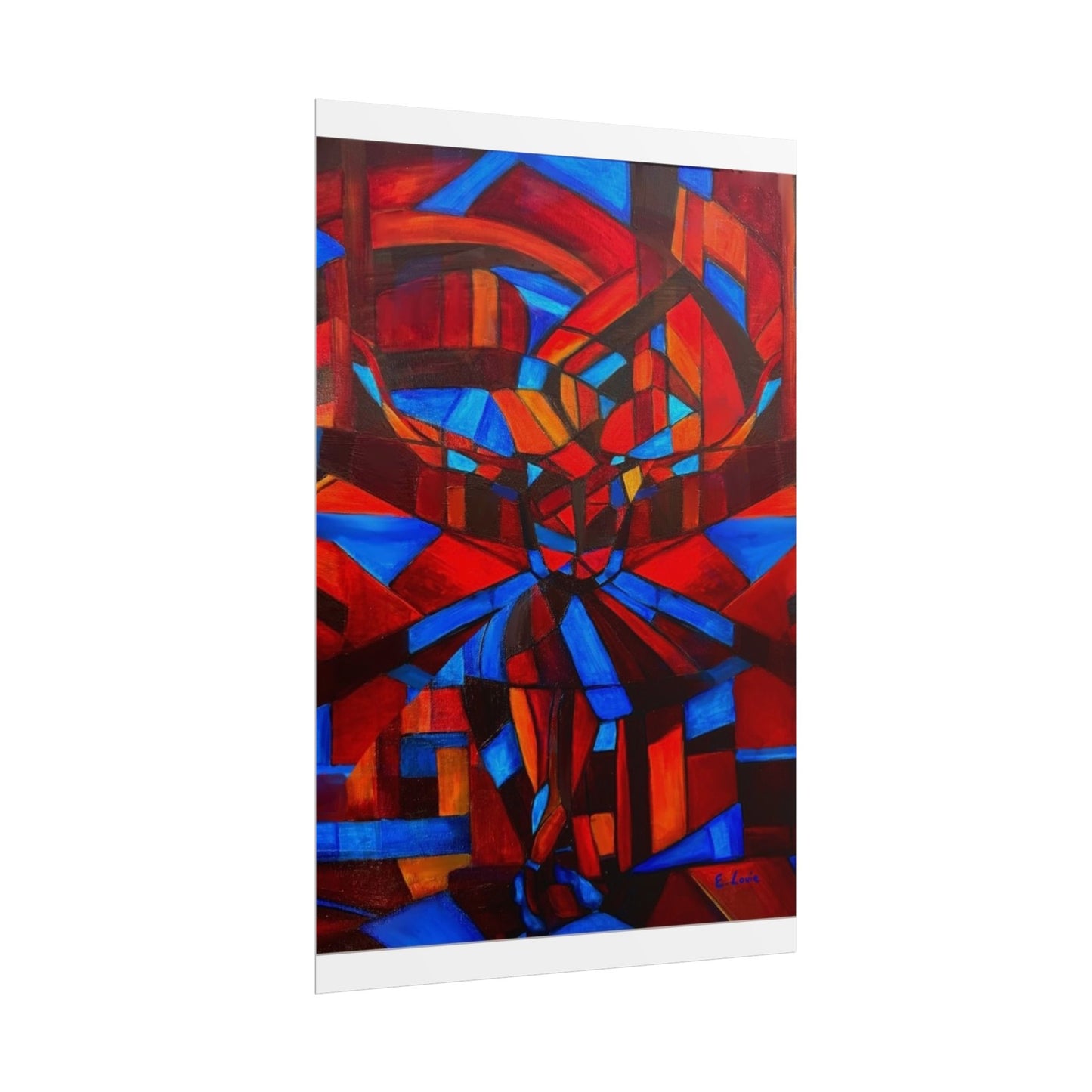 Abstract Ballerina Poster — Bold Red & Blue Geometric Wall Art (Rolled Poster)