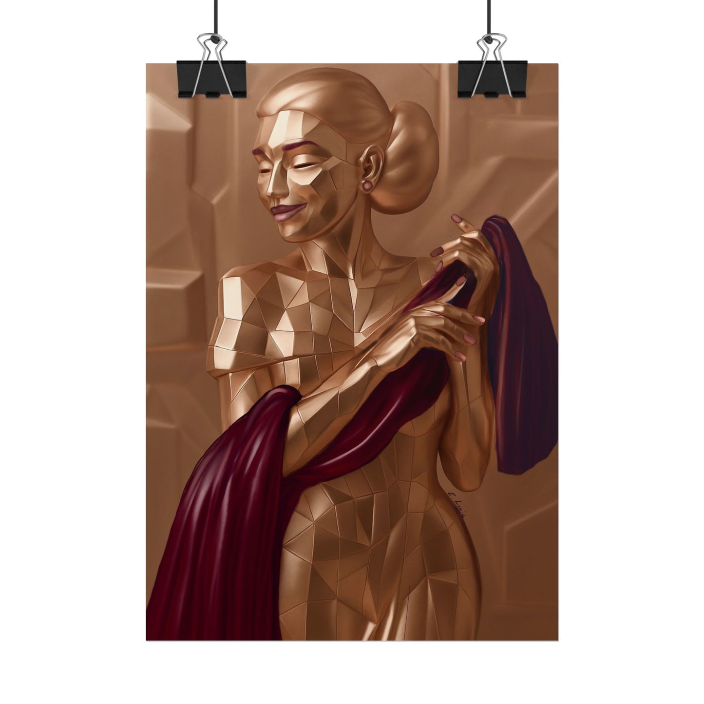 Rolled Poster — Golden Geometric Muse Art Print