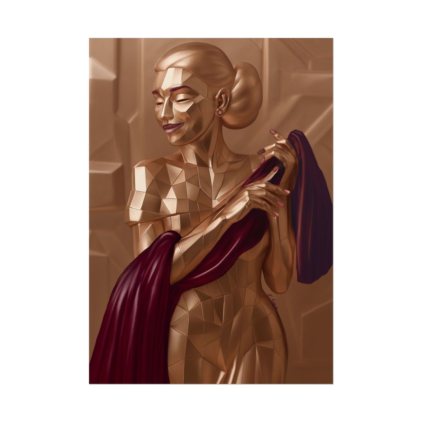 Rolled Poster — Golden Geometric Muse Art Print