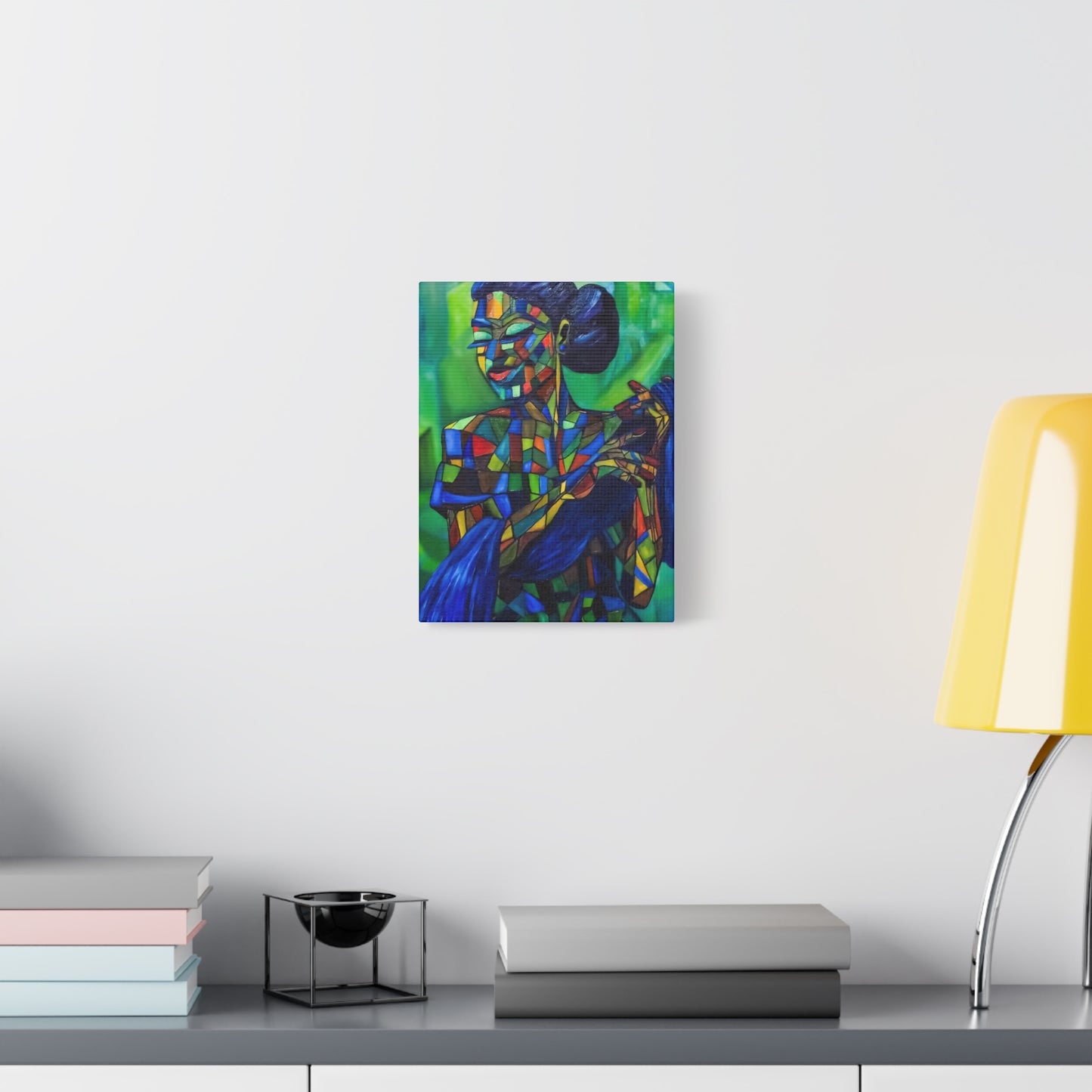 Colorful Mosaic Woman Matte Stretched Canvas Art