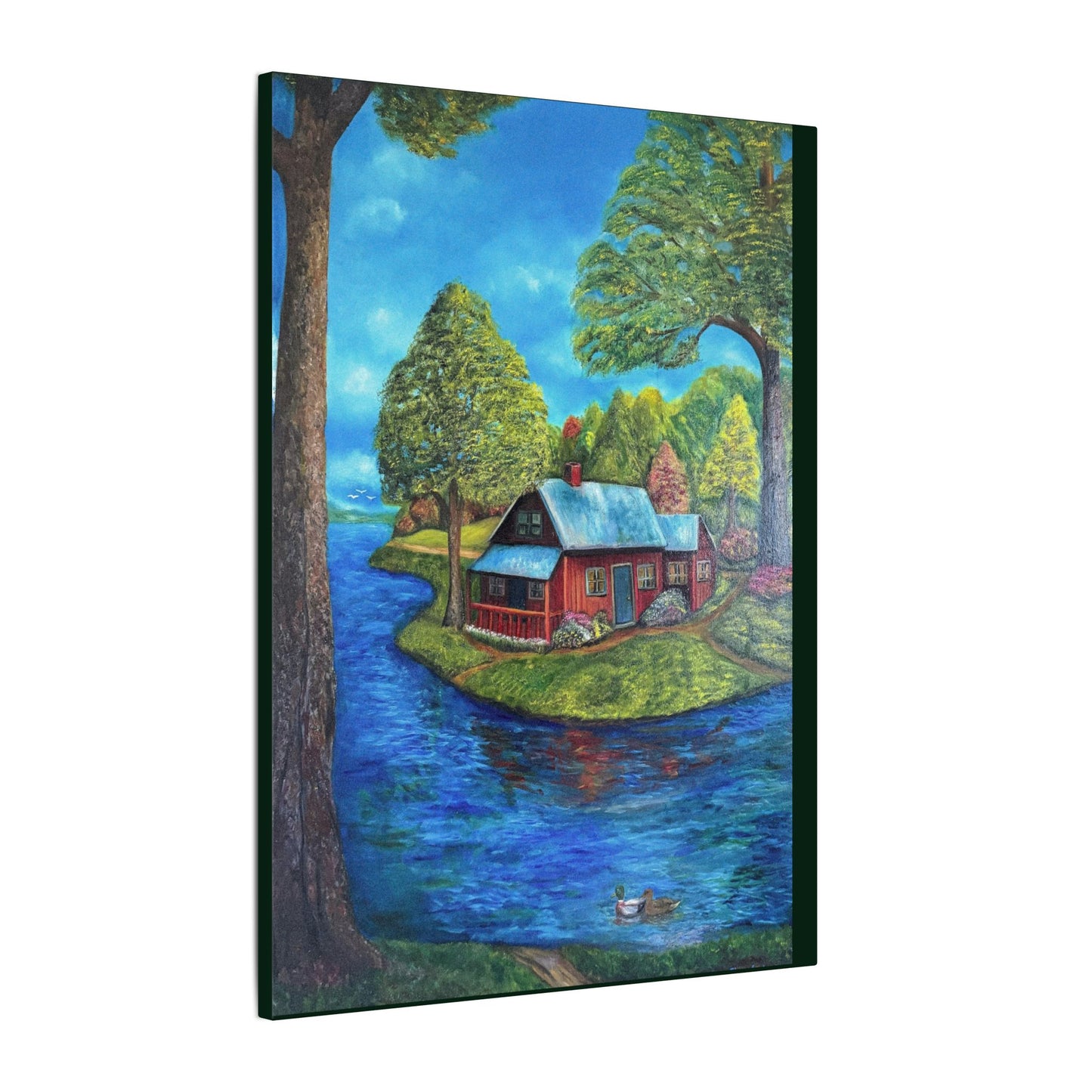 A Lazy Day by the River in November-Canvas Art – Matte Stretched Wall Decor