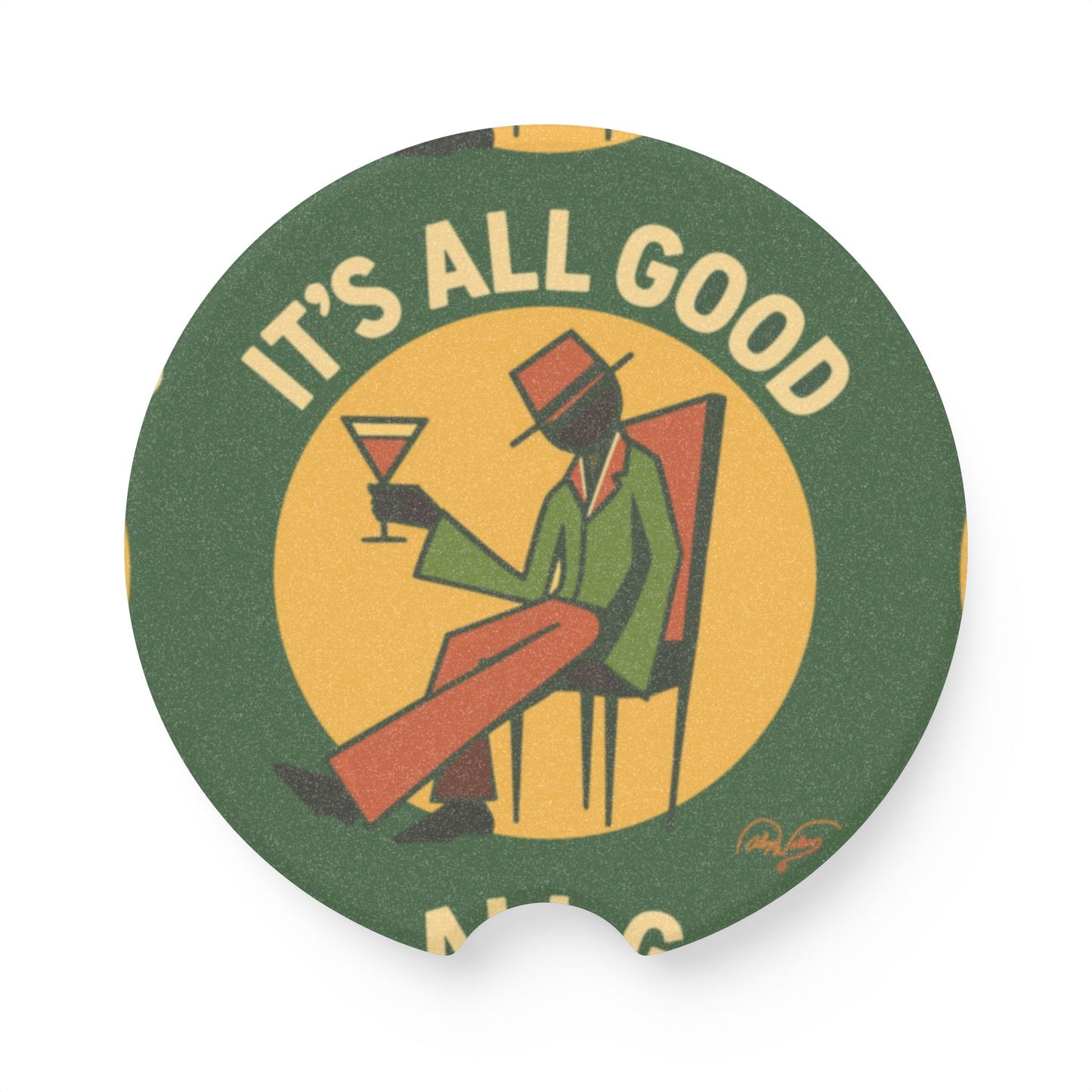 Retro "It’s All Good" Soapstone Car Coaster