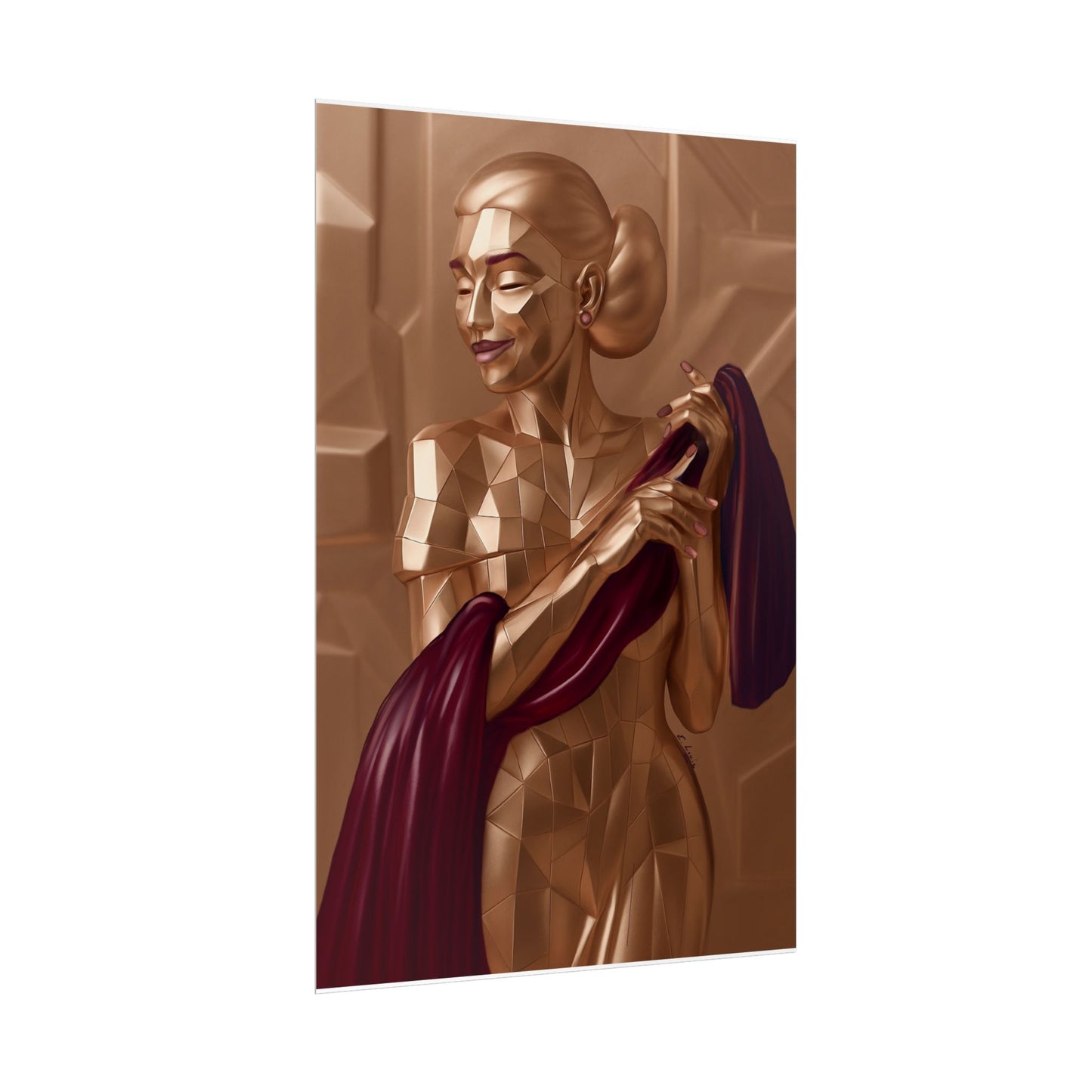 Rolled Poster — Golden Geometric Muse Art Print