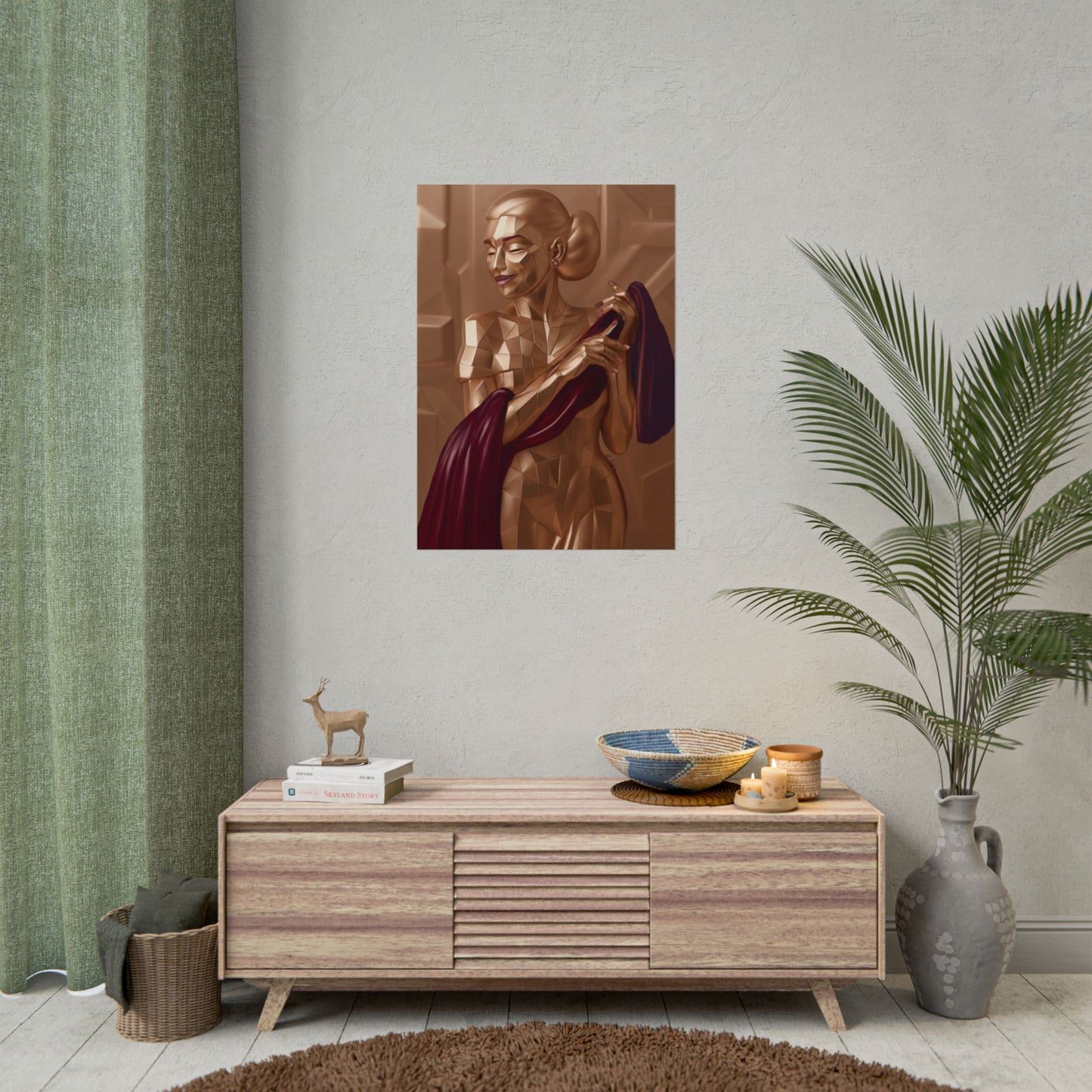 Rolled Poster — Golden Geometric Muse Art Print