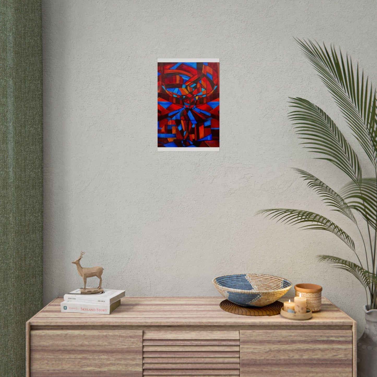 Abstract Ballerina Poster — Bold Red & Blue Geometric Wall Art (Rolled Poster)