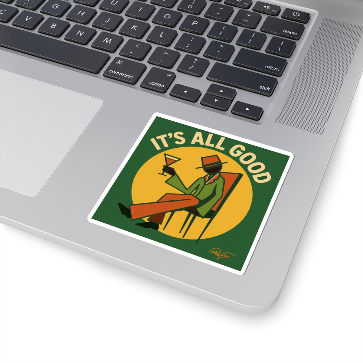 It's All Good Sticker — Retro Chill Man Drinking Cocktail Kiss-Cut Sticker