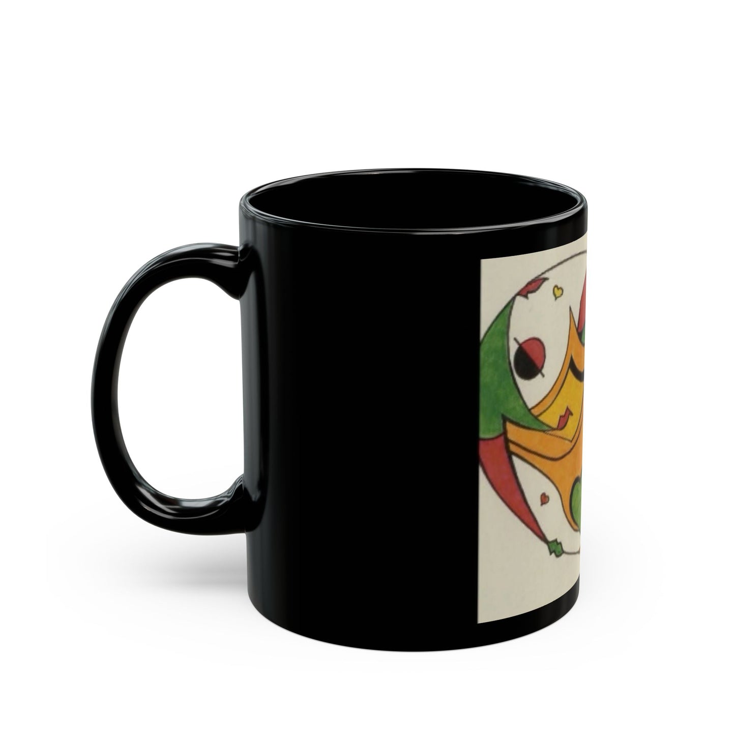 Jester Heart Black Mug — Colorful Harlequin Love Design (11oz & 15oz)