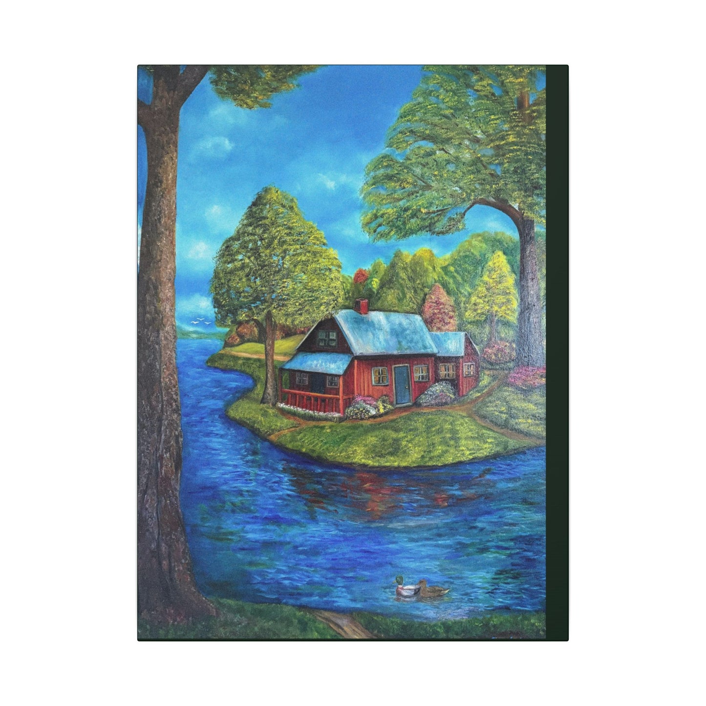 A Lazy Day by the River in November-Canvas Art – Matte Stretched Wall Decor