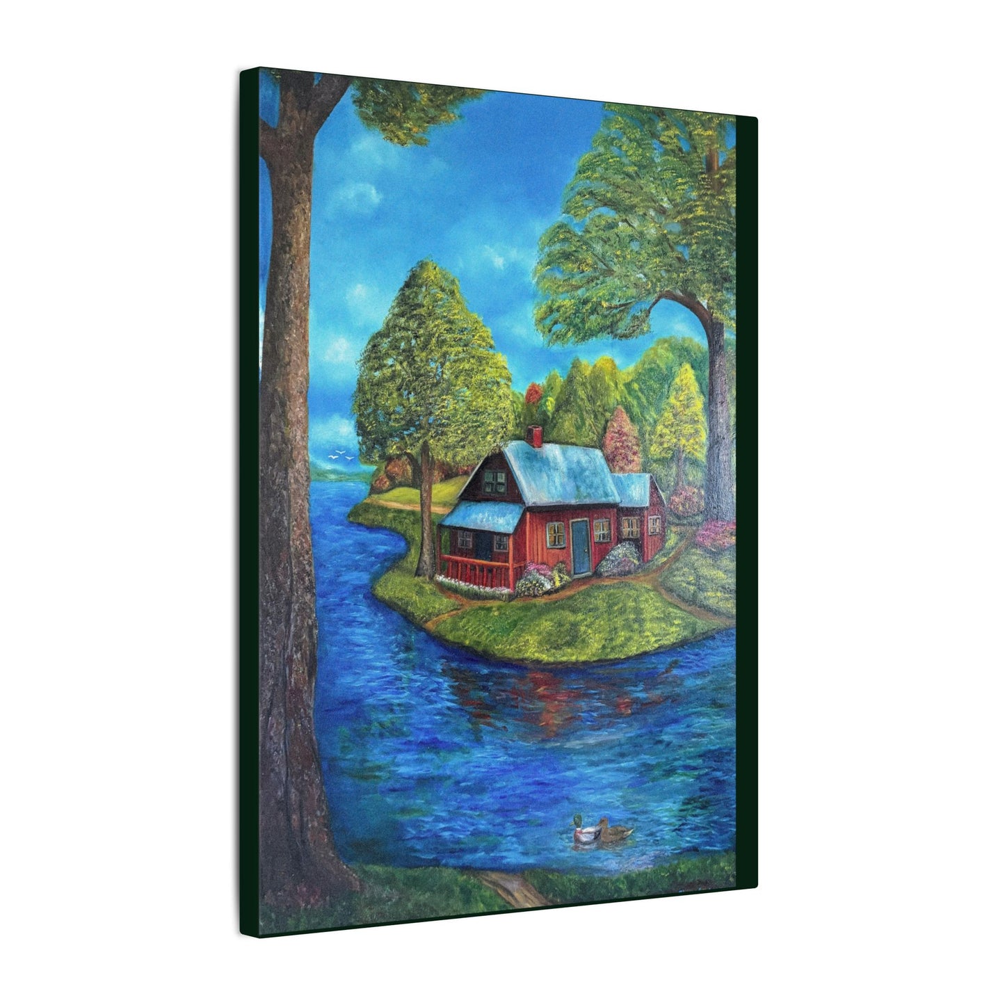 A Lazy Day by the River in November-Canvas Art – Matte Stretched Wall Decor
