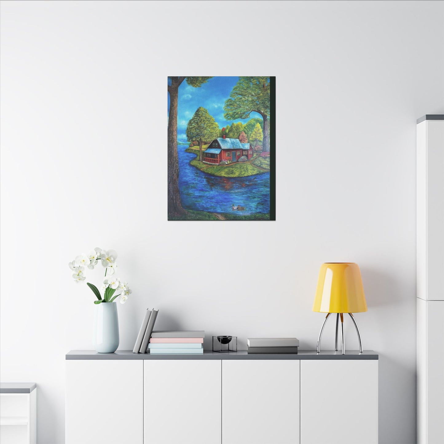A Lazy Day by the River in November-Canvas Art – Matte Stretched Wall Decor