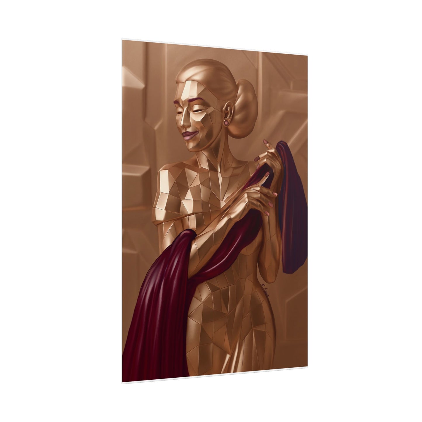 Rolled Poster — Golden Geometric Muse Art Print