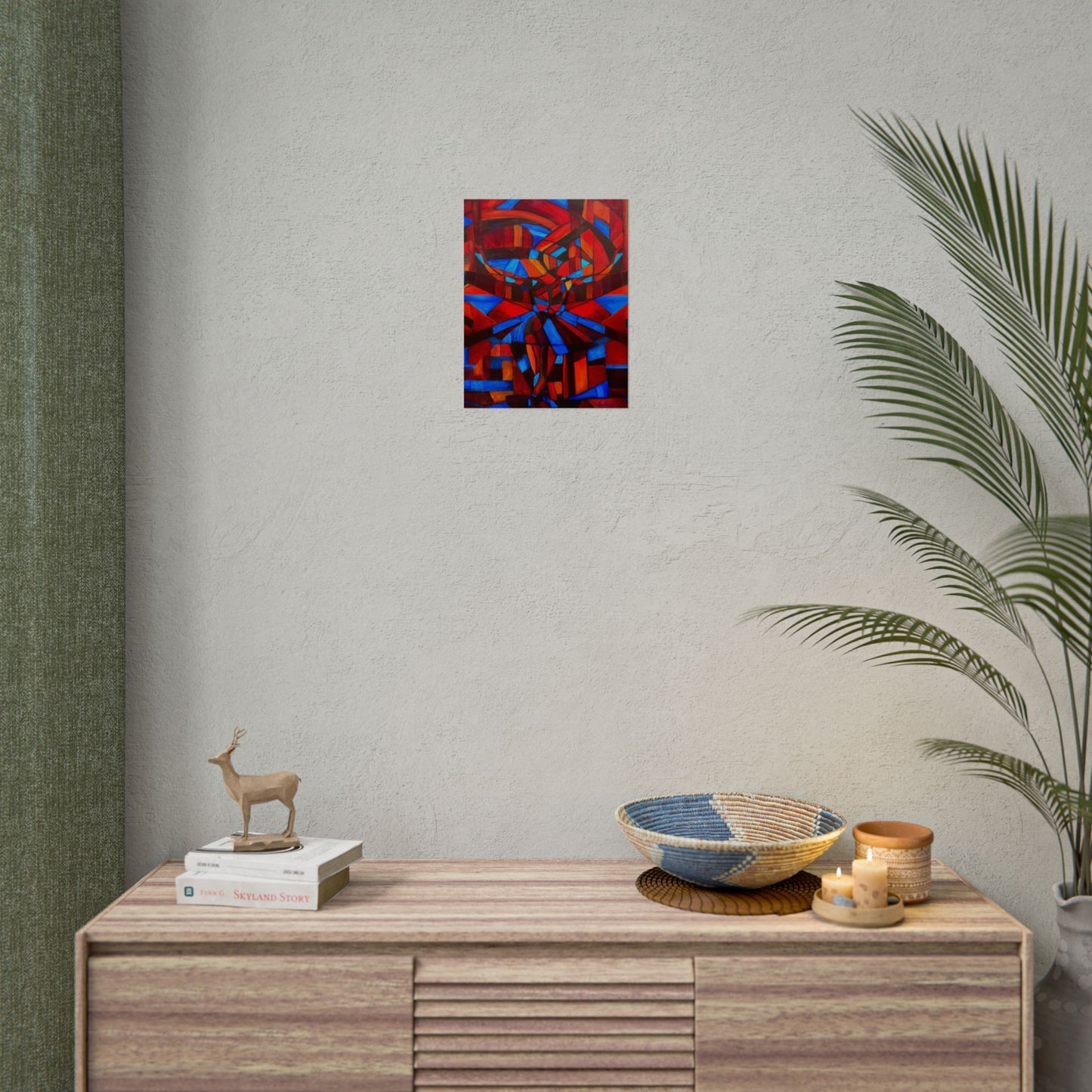 Abstract Ballerina Poster — Bold Red & Blue Geometric Wall Art (Rolled Poster)