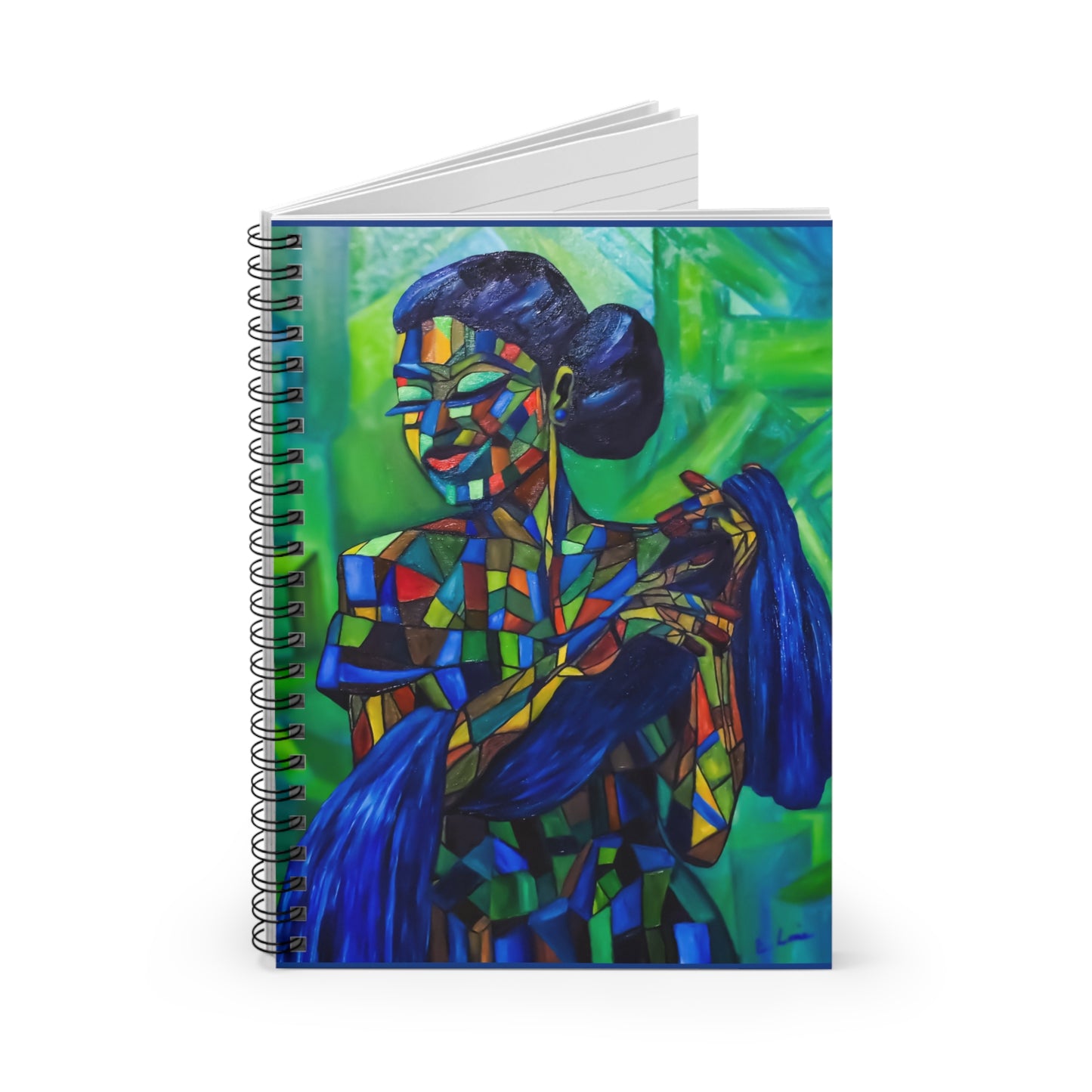 Colorful Mosaic Woman Spiral Notebook — Artistic Ruled Journal