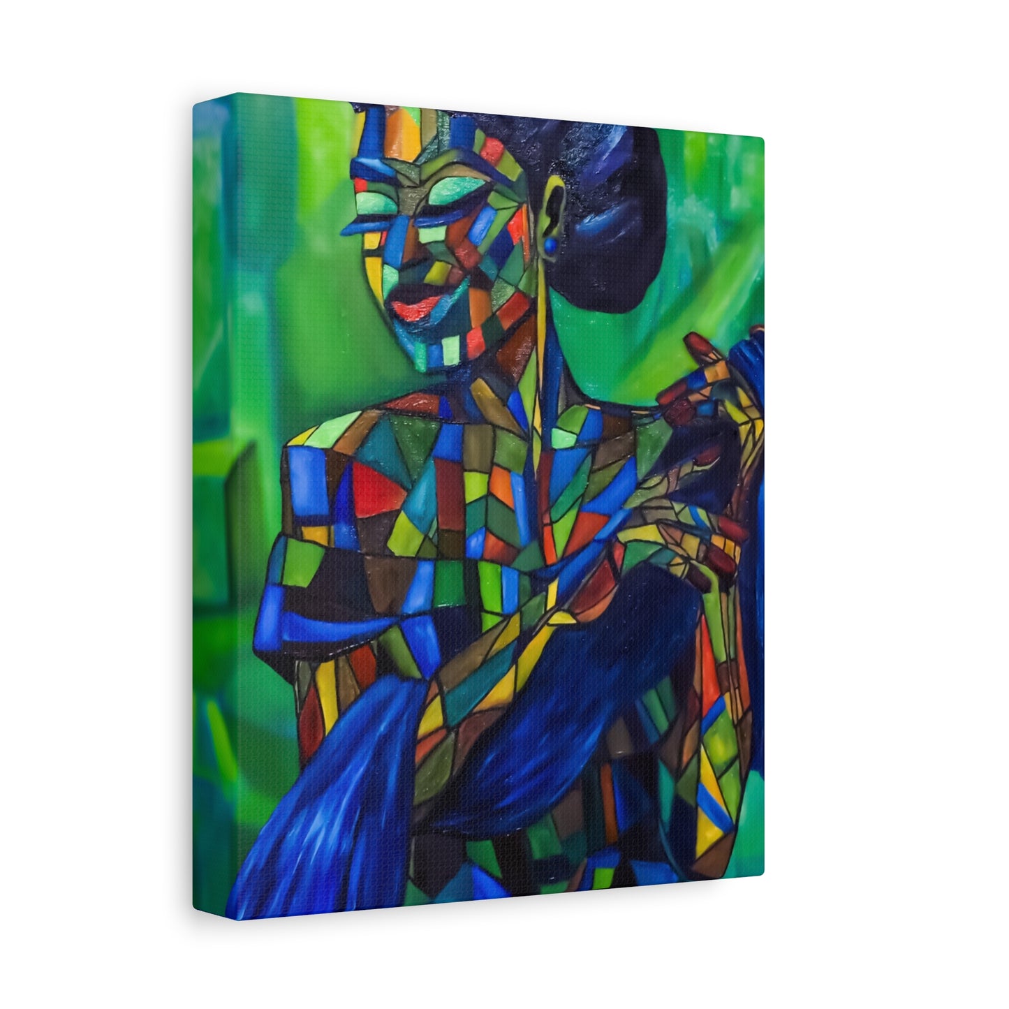 Colorful Mosaic Woman Matte Stretched Canvas Art