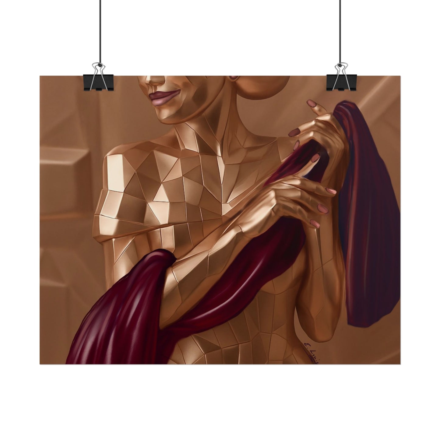 Rolled Poster — Golden Geometric Muse Art Print